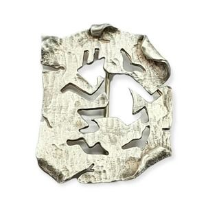 Vintage Tribal Southwestern Petroglyph Cave Symbols 925 Silver 1.25" Brooch